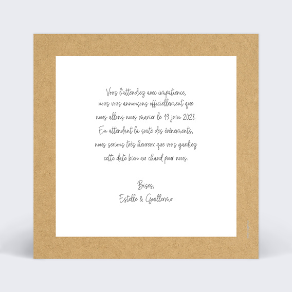 Save the date Mariage Bucolique Verso