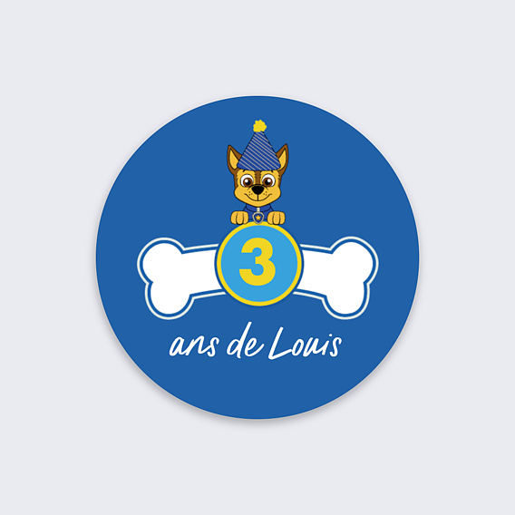 Stickers anniversaire Patrouille Party Recto