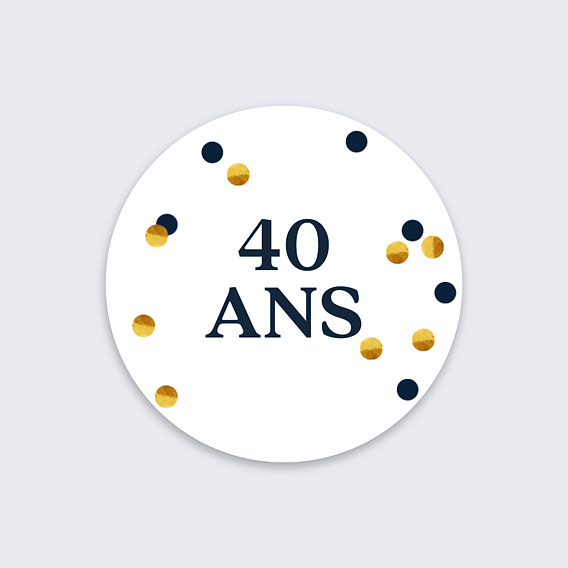 Stickers anniversaire Pois Bleu Recto