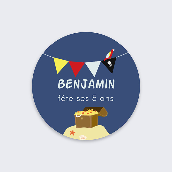 Stickers anniversaire Bateau Pirate Recto