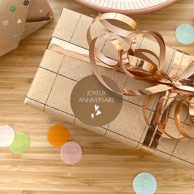 Sticker Anniversaire Joyeux Anniversaire Kraft