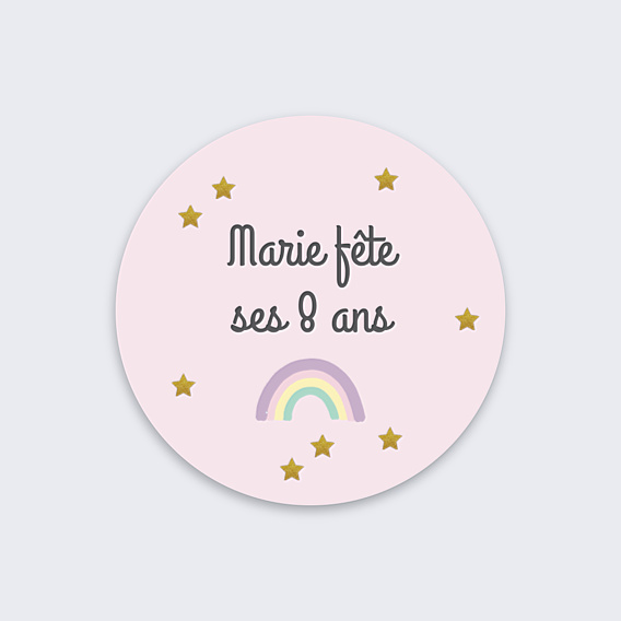 Sticker Anniversaire Licorne Rose