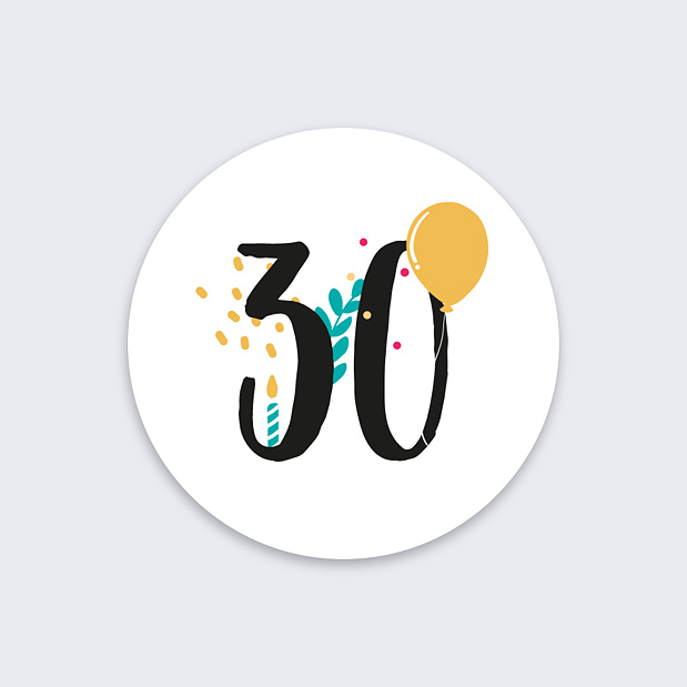 Sticker Anniversaire Multicolore Recto