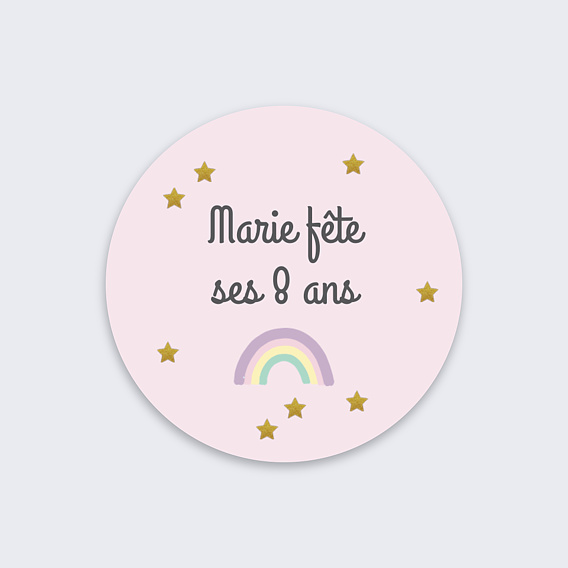 Stickers anniversaire Licorne Rose Recto