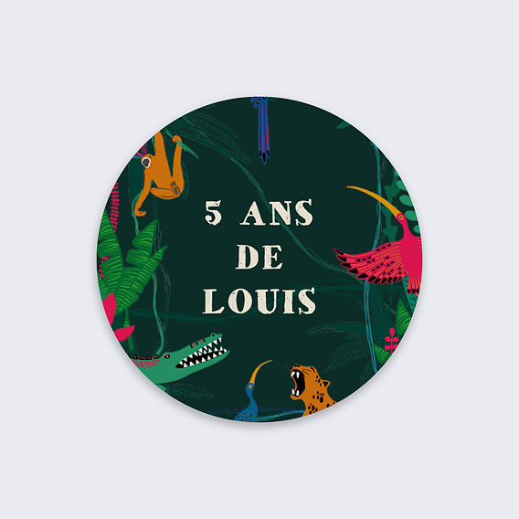 Stickers anniversaire Jungle Tropicale Recto
