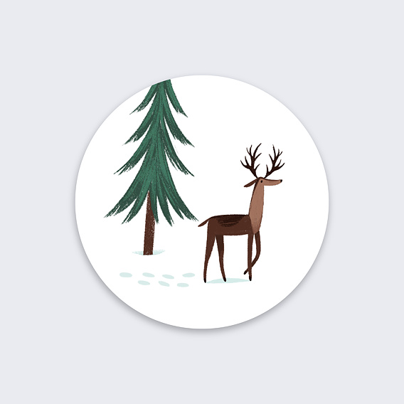 Stickers de Noël  Cerf des Neiges Recto