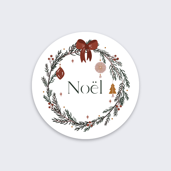 Stickers de Noël Tampon couronne Recto