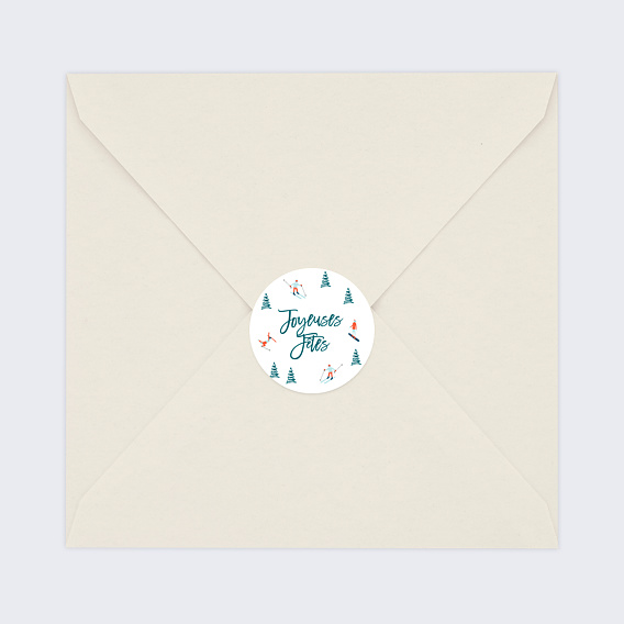Stickers de Noël  Hiver Skieurs Après 4