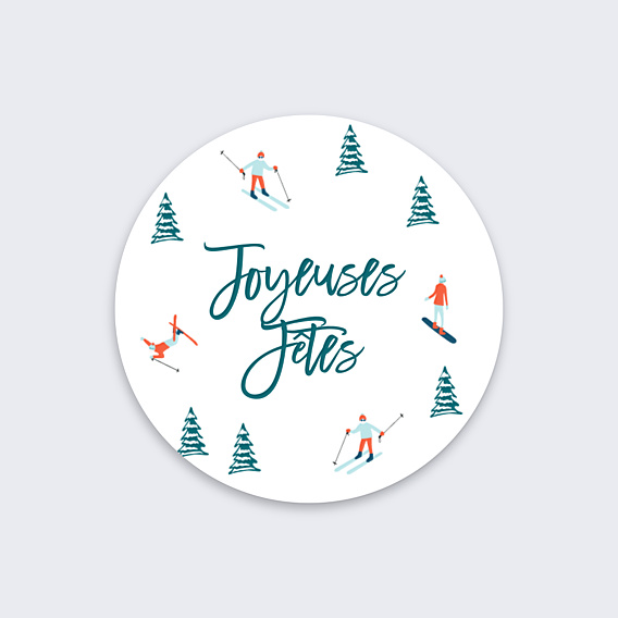 Stickers Noël Hiver Skieurs