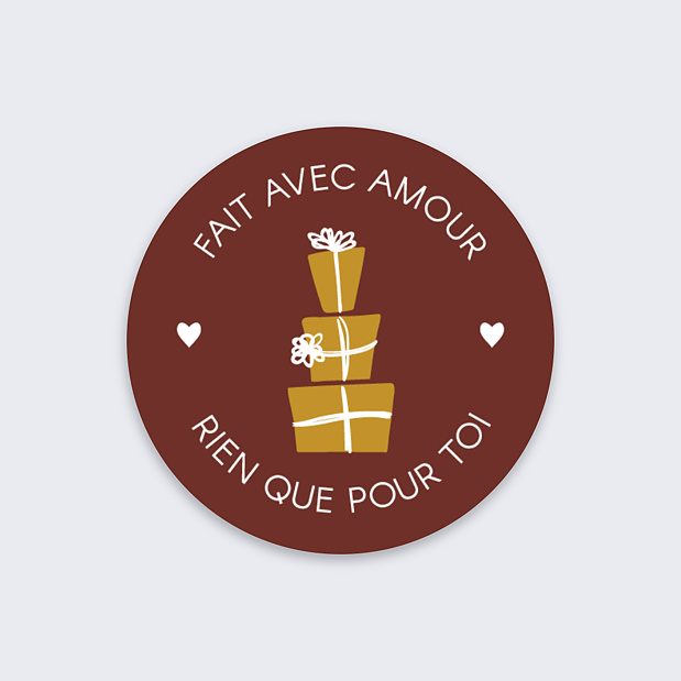 Sticker de Noël Fait avec Amour Recto