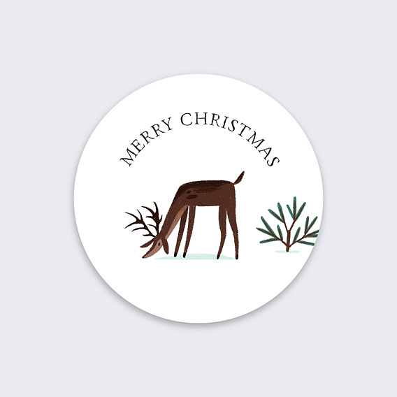 Stickers de Noël  Merry Christmas renne Recto