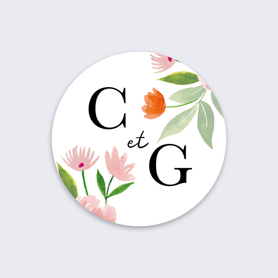  Sticker mariage Couronne Champêtre Aquarelle