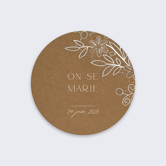  Sticker mariage Dentelle Kraft