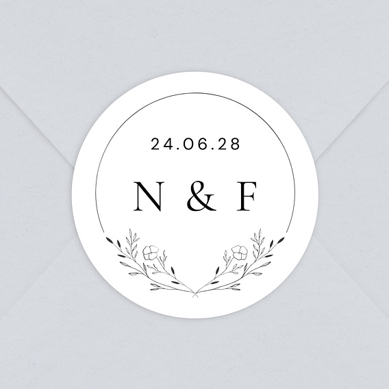  Sticker mariage Initiales Fleuries