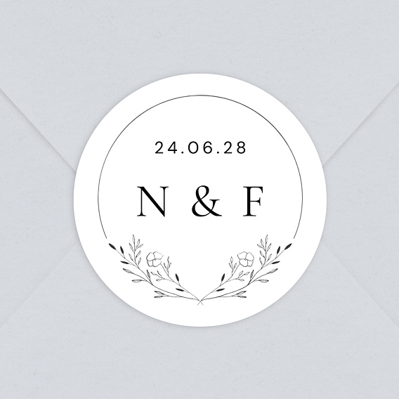  Sticker Mariage Initiales Fleuries