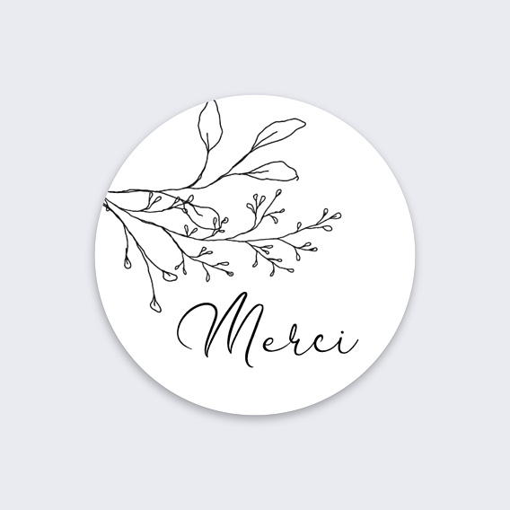 Stickers mariage Merci Plantes Recto