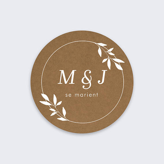  Stickers mariage Initiales Botaniques Recto