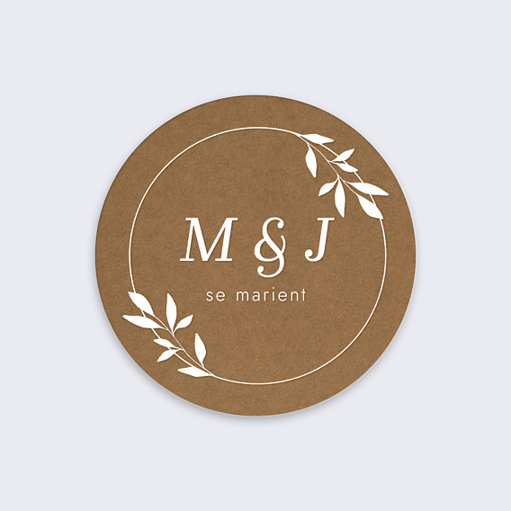 Sticker Mariage Initiales Botaniques
