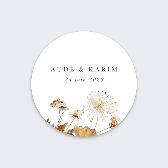 Stickers mariage Jardin Sauvage Simple Recto