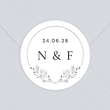 Sticker Mariage Initiales Fleuries