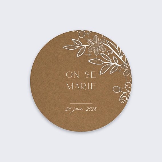 Sticker Mariage Dentelle Kraft