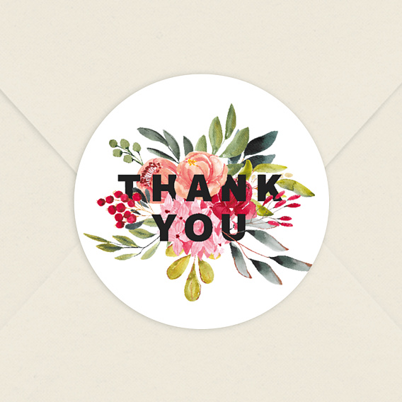  Sticker mariage Thank you floral