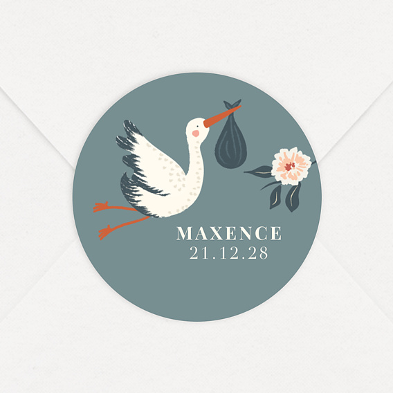 Sticker Naissance Belle Cigogne