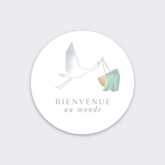 Sticker naissance Cigogne Élégante