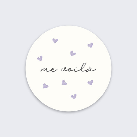 Sticker Naissance Cœur Lilas