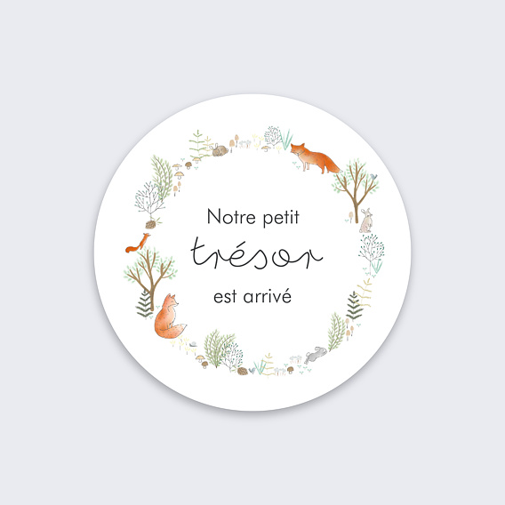 Sticker Naissance Couronne Renard