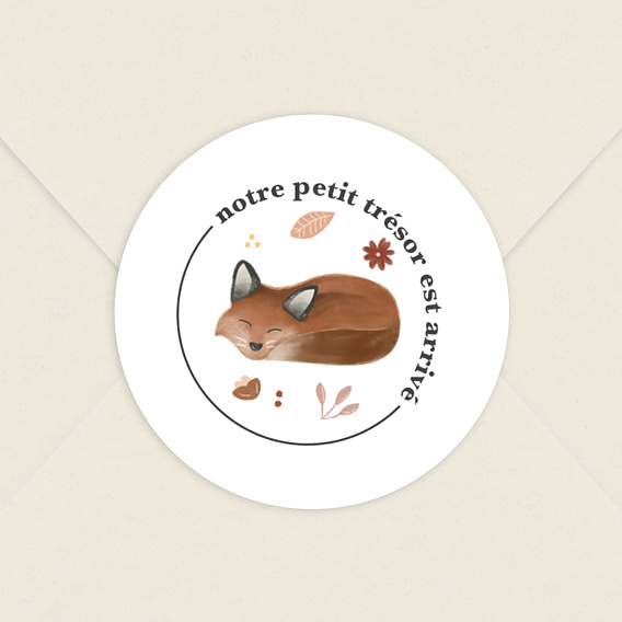 Sticker Naissance frise renard