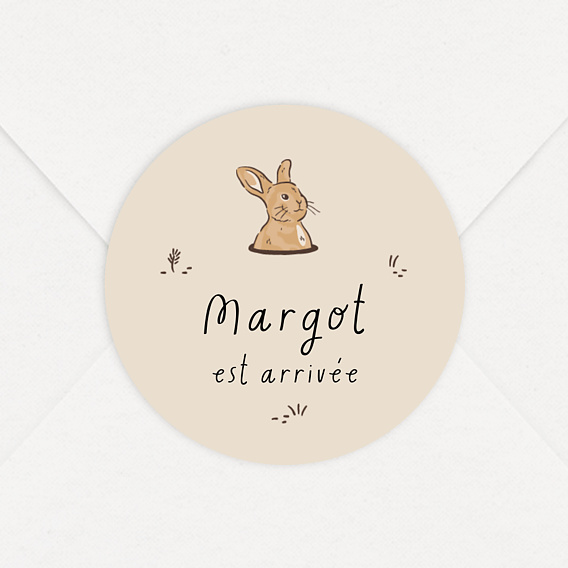 Sticker naissance lapin dans son terrier
