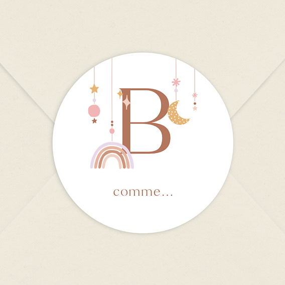 Sticker naissance Lettrine Arc-en-Ciel