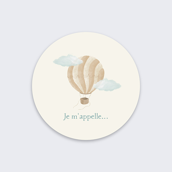 Sticker naissance Montgolfière Vintage