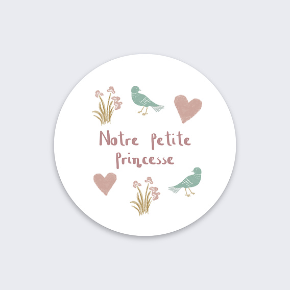 Sticker Naissance Princesse pastelle