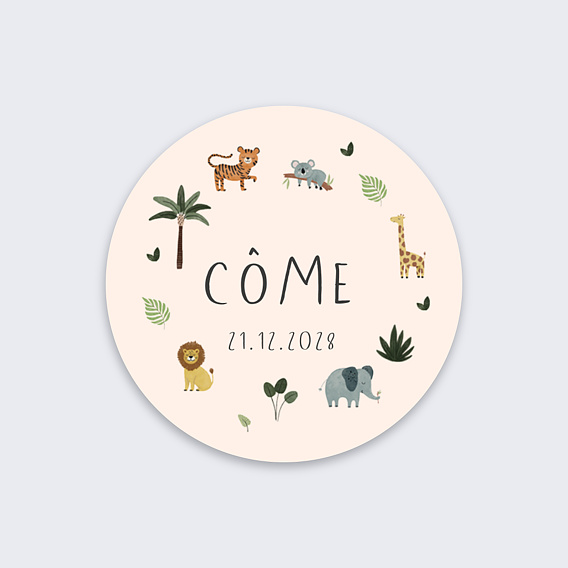 Sticker naissance Animaux de la Jungle Recto