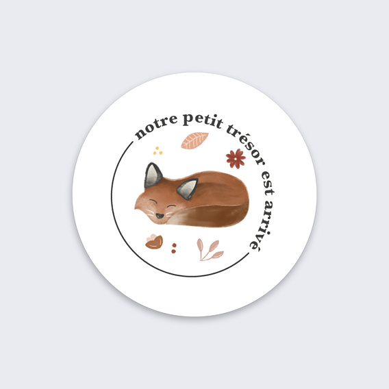 Sticker naissance frise renard Recto
