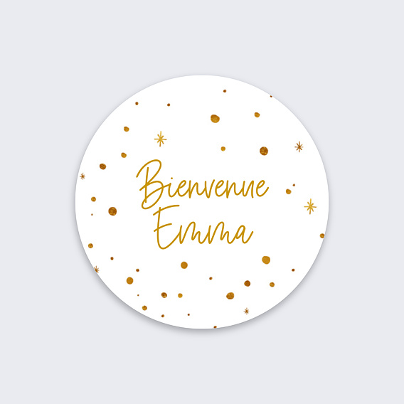 Sticker naissance Golden Dots Recto