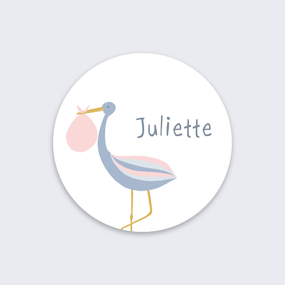 Sticker naissance Jolie Cigogne Recto