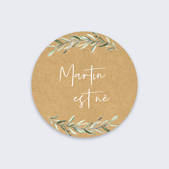 Sticker naissance Lauriers Recto