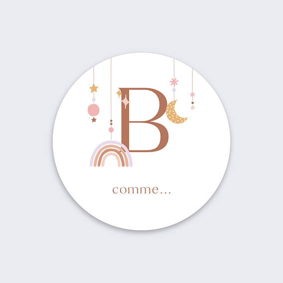 Sticker naissance Lettrine Arc-en-Ciel Recto