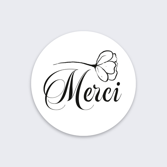 Sticker naissance Merci Coquelicot Recto