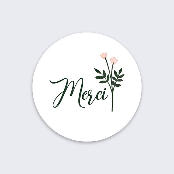 Sticker naissance Merci Fleurie Recto