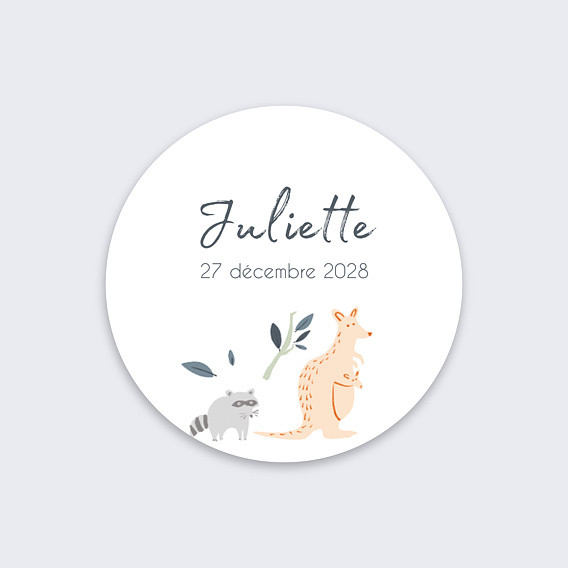 Sticker naissance Wild Animals Recto