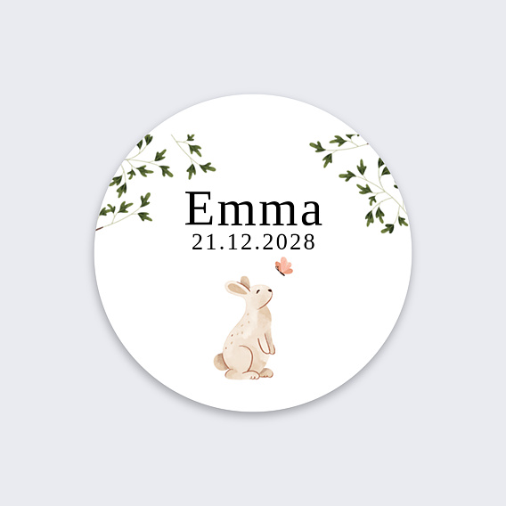 Sticker naissance Lapin de la forêt Recto