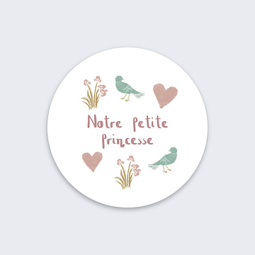 Sticker Naissance Princesse pastelle