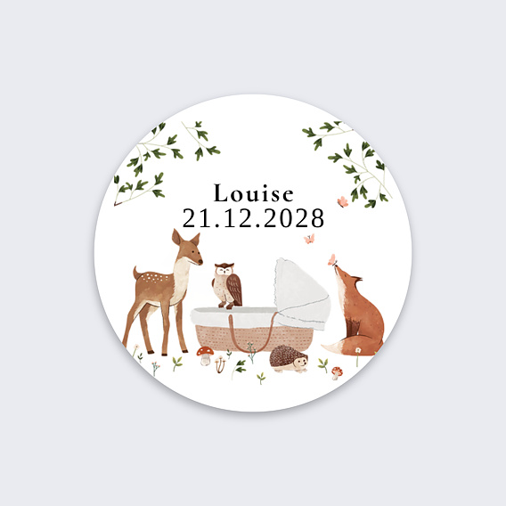 Sticker naissance Forêt Enchantée Recto