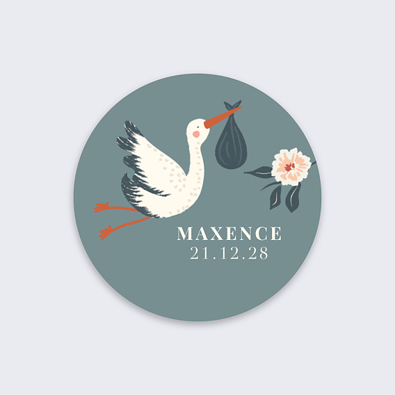Sticker Naissance Belle Cigogne