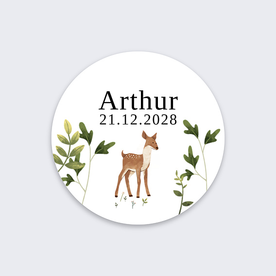 Sticker naissance Biche Recto