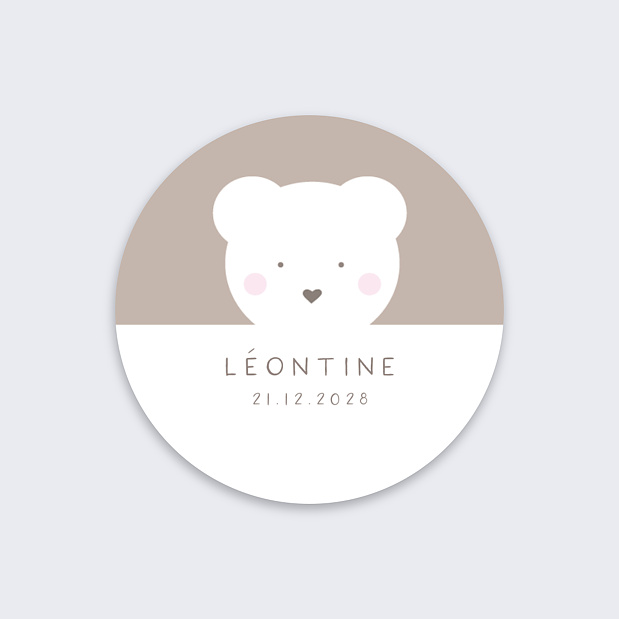 Sticker Naissance Petit Ourson Recto